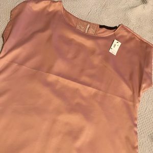 The Limited Silk Blush Pink Lace Shirt